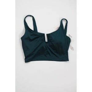 CALIA Ubar Longline Bikini Top S Sea Green Shine Nylon Lycra Swim NWT